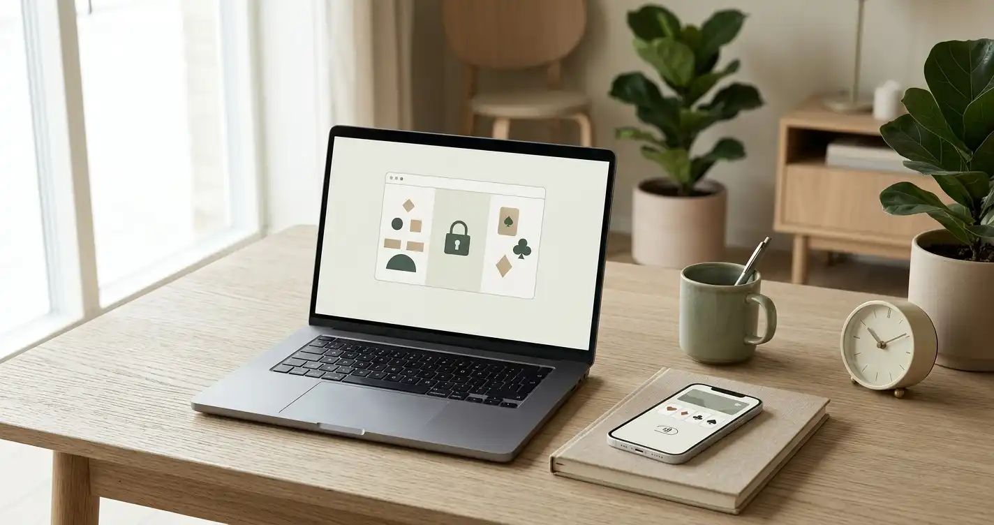 Illustration af dansk online casino-brug på mobil og computer